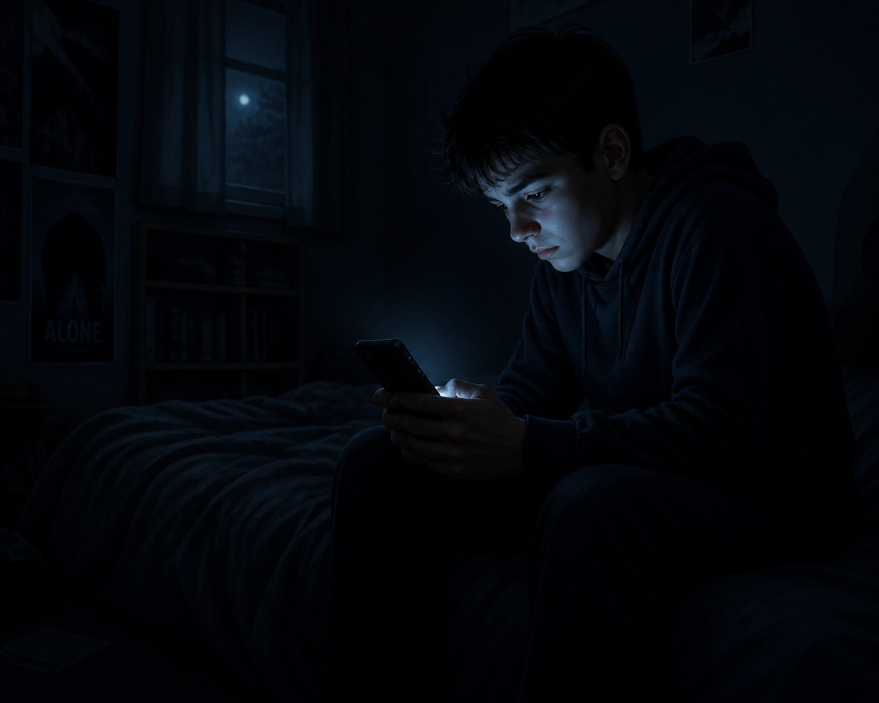 Criança sozinha no celular